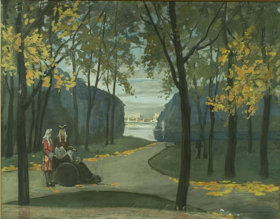 А.Н. Бенуа. «Прогулка короля». 1897. (с) Собрание семьи Палеевых